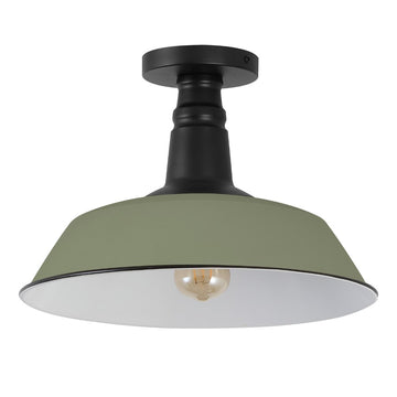 Camila 14" Classic Industrial Indoor/Outdoor Iron LED Semi Flush Mount